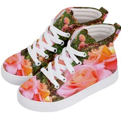 Pink Rose Field Kids  Hi-top Skate Sneakers by okhismakingart