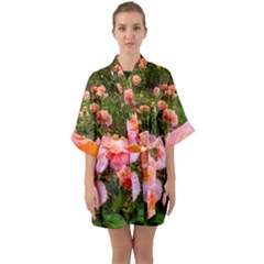 Pink Rose Field Quarter Sleeve Kimono Robe by okhismakingart