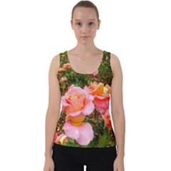 Pink Rose Field Velvet Tank Top