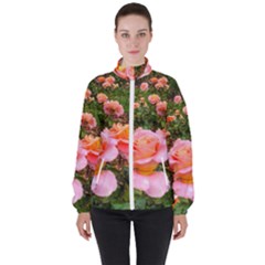 Pink Rose Field Women s High Neck Windbreaker