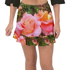 Pink Rose Field Fishtail Mini Chiffon Skirt