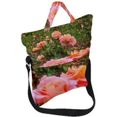 Pink Rose Field Fold Over Handle Tote Bag