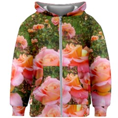 Pink Rose Field Kids  Zipper Hoodie Without Drawstring