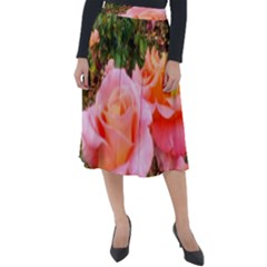 Pink Rose Field Classic Velour Midi Skirt 