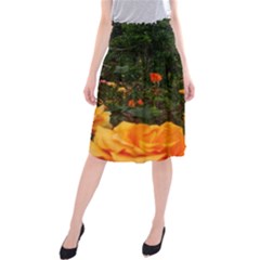 Orange Rose Field Midi Beach Skirt by okhismakingart