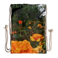 Orange Rose Field Drawstring Bag (large) by okhismakingart