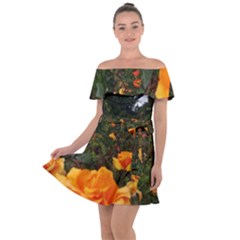 Orange Rose Field Off Shoulder Velour Dress by okhismakingart