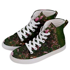 Pink Rose Field (sideways) Men s Hi-top Skate Sneakers by okhismakingart