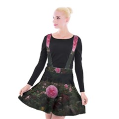 Pink Rose Field Ii Suspender Skater Skirt by okhismakingart