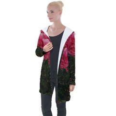 Round Pink Rose Longline Hooded Cardigan