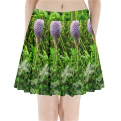 Purple Spherical Flower Pleated Mini Skirt by okhismakingart