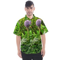 Purple Spherical Flower Men s Short Sleeve Shirt