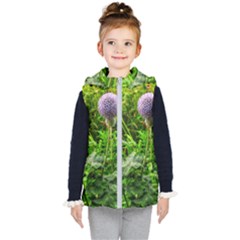 Purple Spherical Flower Kids  Hooded Puffer Vest