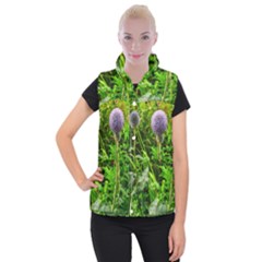 Purple Spherical Flower Women s Button Up Vest