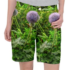 Purple Spherical Flower Pocket Shorts