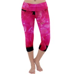 Single Geranium Blossom Capri Yoga Leggings by okhismakingart