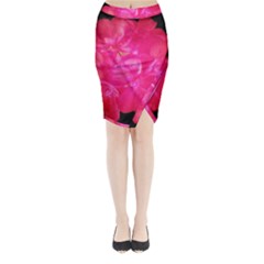 Single Geranium Blossom Midi Wrap Pencil Skirt