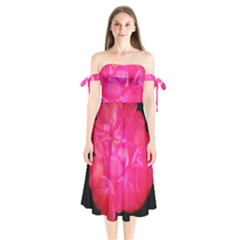 Single Geranium Blossom Shoulder Tie Bardot Midi Dress by okhismakingart