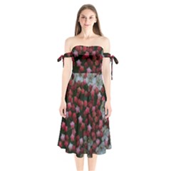Floral Stars Shoulder Tie Bardot Midi Dress