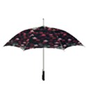 Floral Stars -Dark Red Straight Umbrellas View3