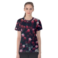 Floral Stars -dark Red Women s Cotton Tee