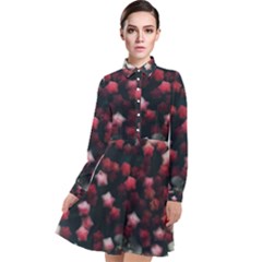 Floral Stars -dark Red Long Sleeve Chiffon Shirt Dress by okhismakingart