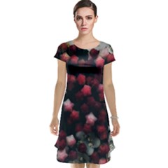 Floral Stars -dark Red Cap Sleeve Nightdress