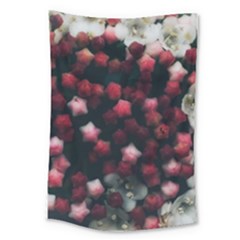 Floral Stars -dark Red Large Tapestry