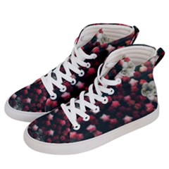 Floral Stars -dark Red Men s Hi-top Skate Sneakers by okhismakingart