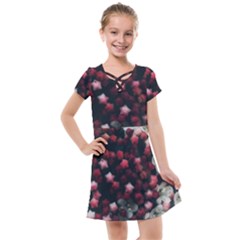 Floral Stars -dark Red Kids  Cross Web Dress by okhismakingart