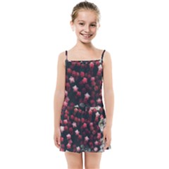 Floral Stars -dark Red Kids  Summer Sun Dress