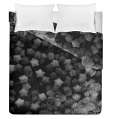 Floral Stars -black And White Duvet Cover Double Side (queen Size)