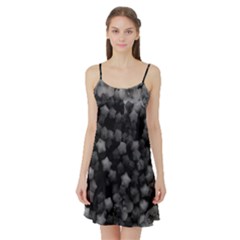 Floral Stars -black And White Satin Night Slip