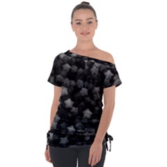 Floral Stars -black And White Tie-up Tee