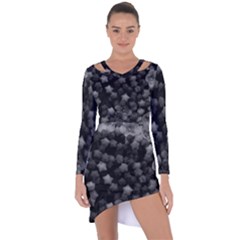 Floral Stars -black And White Asymmetric Cut-out Shift Dress