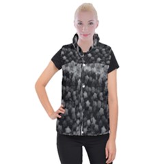 Floral Stars -black And White Women s Button Up Vest