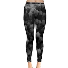 Floral Stars -black And White Inside Out Leggings