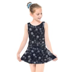 Floral Stars -black And White, High Contrast Kids  Skater Dress Swimsuit by okhismakingart