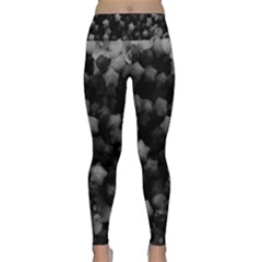 Floral Stars -black And White, High Contrast Lightweight Velour Classic Yoga Leggings