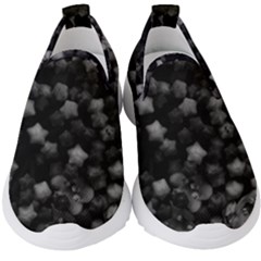 Floral Stars -black And White, High Contrast Kids  Slip On Sneakers