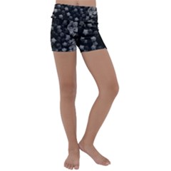 Floral Stars -black And White, High Contrast Kids  Lightweight Velour Yoga Shorts