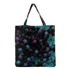 Floral Stars -blue Grocery Tote Bag by okhismakingart