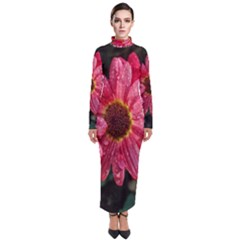 Three Dripping Flowers Turtleneck Maxi Dress by okhismakingart