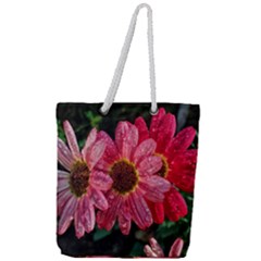 Three Dripping Flowers Full Print Rope Handle Tote (large) by okhismakingart