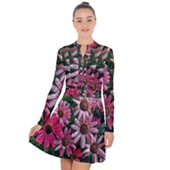 Pink Asters Long Sleeve Panel Dress by okhismakingart