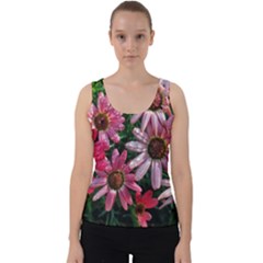 Pink Asters Velvet Tank Top