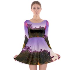 Purple Afternoon Long Sleeve Skater Dress by okhismakingart