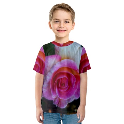 Spiral Rose Kids  Sport Mesh Tee by okhismakingart