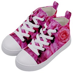 Pink Roses Kids  Mid-top Canvas Sneakers by okhismakingart