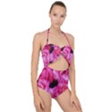 Pink Roses Scallop Top Cut Out Swimsuit View1